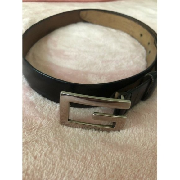 Gucci Tom Ford Era Black Chrome Square G Buckle Belt
